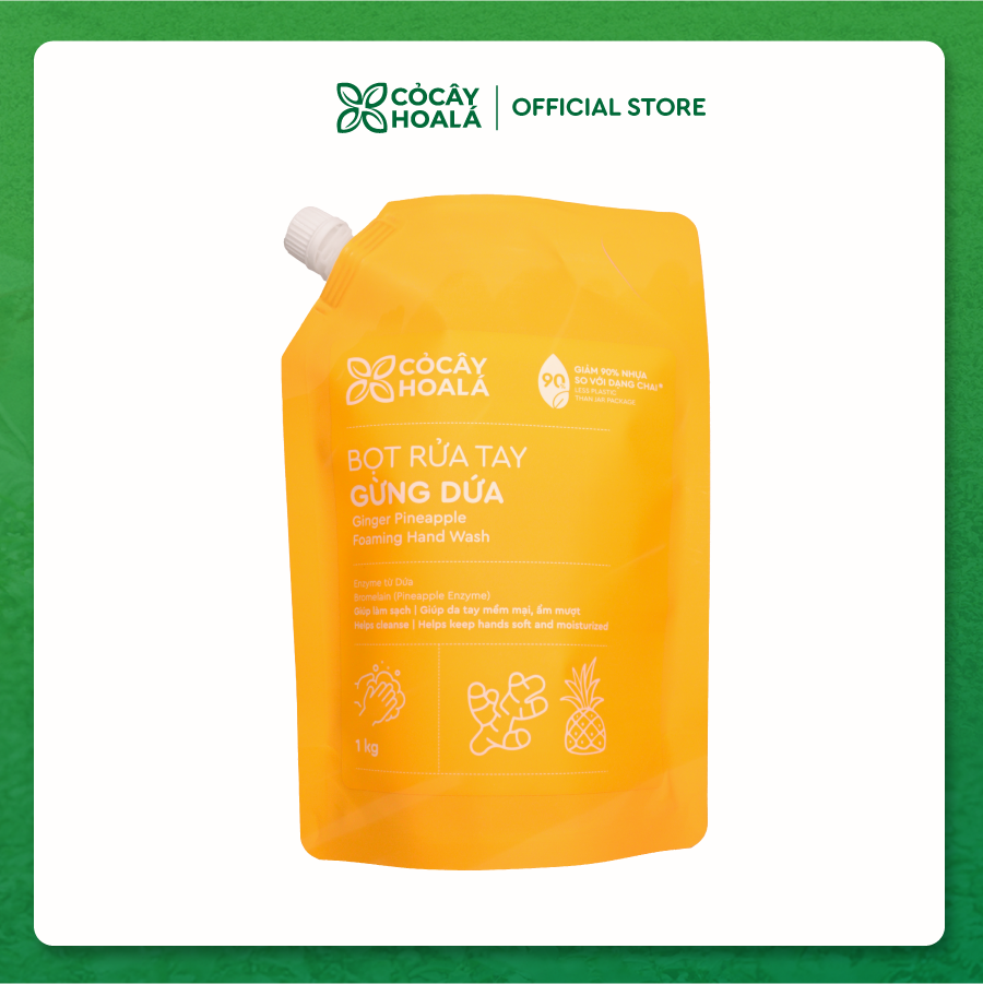 Túi Refill Bọt Rửa Tay Thiên Nhiên Gừng Dứa 1kg