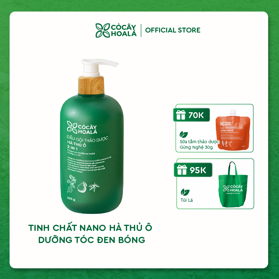 Dầu Gội Thảo Dược Hà Thủ Ô 2IN1 Cỏ Cây Hoa Lá 420G