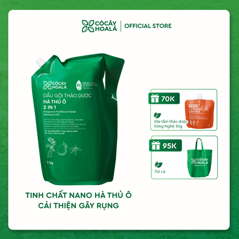 Túi Refill Dầu Gội Thảo Dược Hà Thủ Ô 2in1 Cỏ Cây Hoa Lá (2kg)