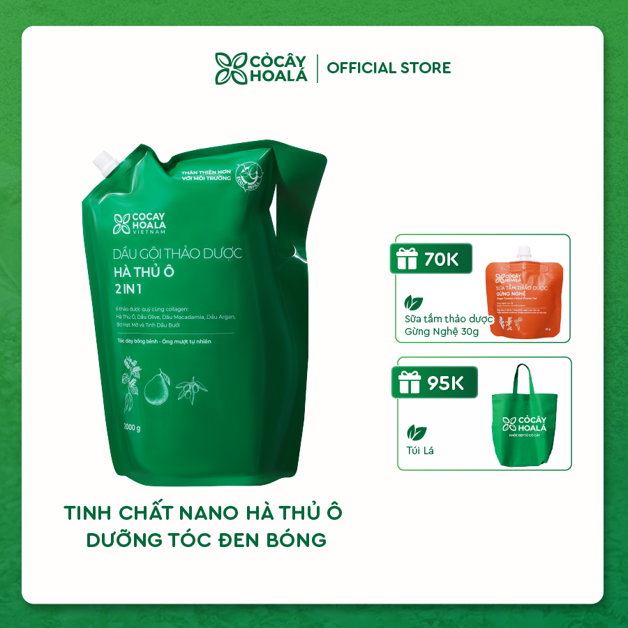 Dầu gội thảo dược Hà thủ ô 2in1 Cỏ Cây Hoa Lá 2000g