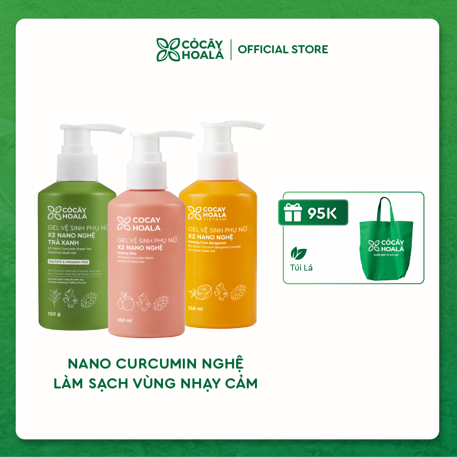 Gel vệ sinh phụ nữ X2 nano nghệ Cỏ Cây Hoa Lá 150ml