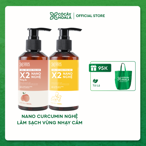 Dung dịch vệ sinh phụ nữ Gel X2 nano nghệ Cỏ Cây Hoa Lá 150g Làm Sạch, Ngừa Vi Khuẩn