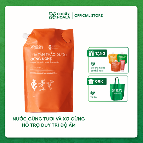 Túi Refill Sữa Tắm Thảo Dược Gừng Nghệ Cỏ Cây Hoa Lá 1000g