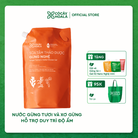 Sữa Tắm Thảo Dược Gừng Nghệ Cỏ Cây Hoa Lá 1000g