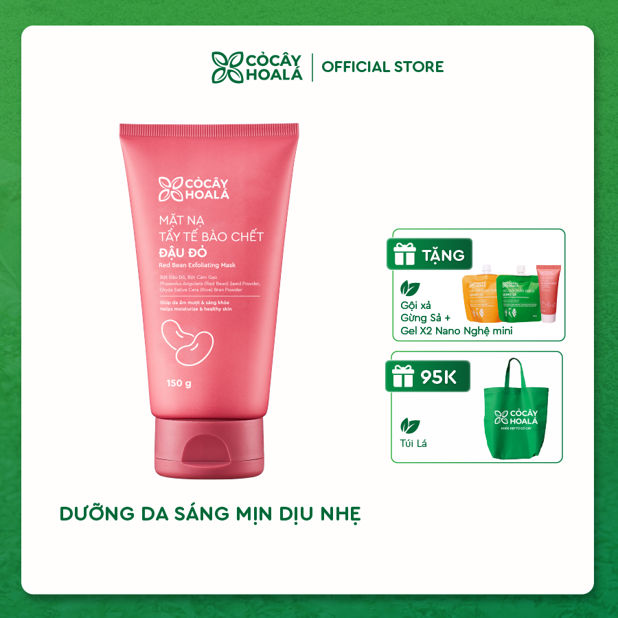 Mặt nạ tẩy tế bào chết Đậu đỏ Cỏ Cây Hoa Lá 150g