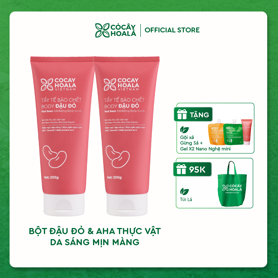 Combo mua 1 tặng 1 Tẩy Da Chết Body Đậu Đỏ Cỏ Cây Hoa Lá 200g