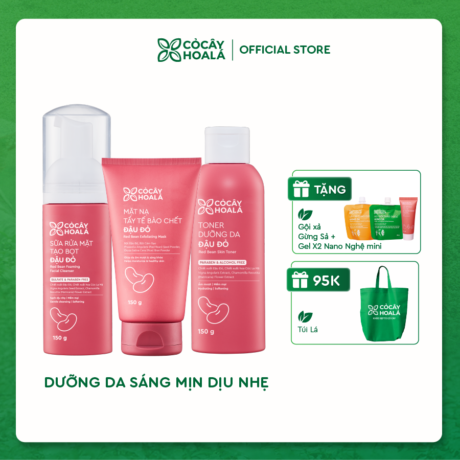 Combo Chăm Sóc Da Toàn Diện Đậu Đỏ Cỏ Cây Hoa Lá