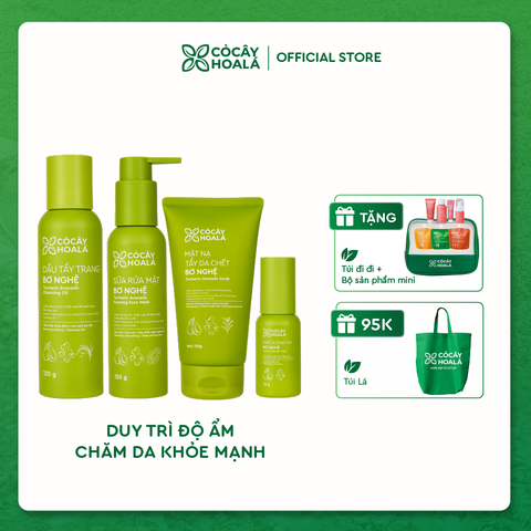 Combo Bơ Nghệ 4 Bước Dưỡng ẩm chuyên sâu Cỏ Cây Hoa Lá (Dầu Tẩy Trang, Sữa Rửa Mặt, Mặt Nạ Tẩy Tế Bào Chết, Kem Dưỡng)