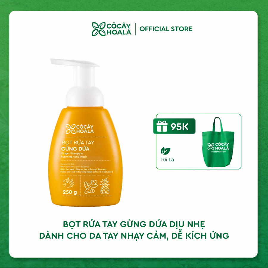 Bọt rửa tay thiên nhiên Gừng Dứa Cỏ Cây Hoa Lá 250g