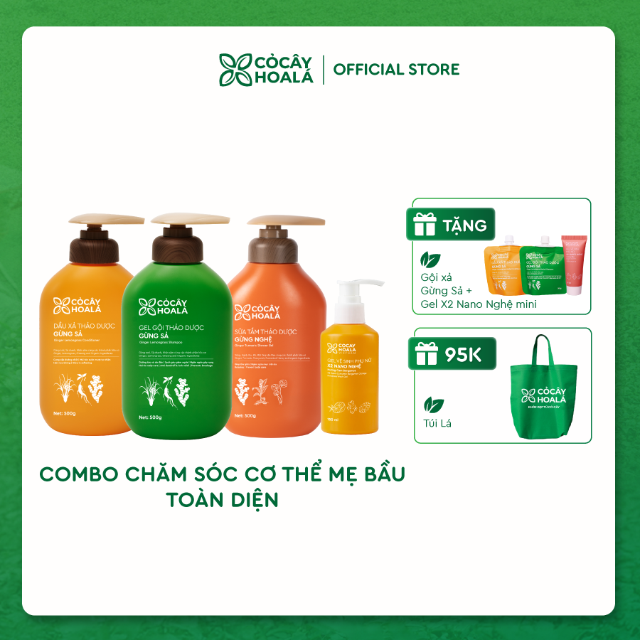 Combo Chăm Sóc Cơ Thể Mẹ Bầu Toàn Diện Cỏ Cây Hoa Lá