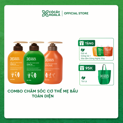 Combo Dầu gội xả thảo dược Gừng Sả và Sữa tắm thảo dược Gừng Nghệ
