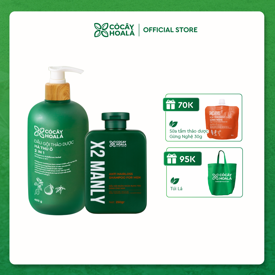 Combo Dầu gội thảo dược Hà thủ ô dành cho nam và nữ