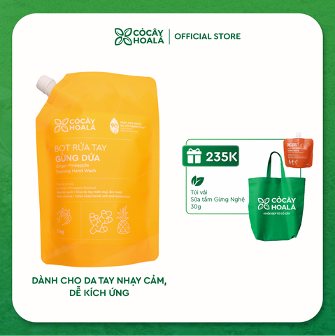 Túi Refill Bọt Rửa Tay Thiên Nhiên Gừng Dứa 1kg
