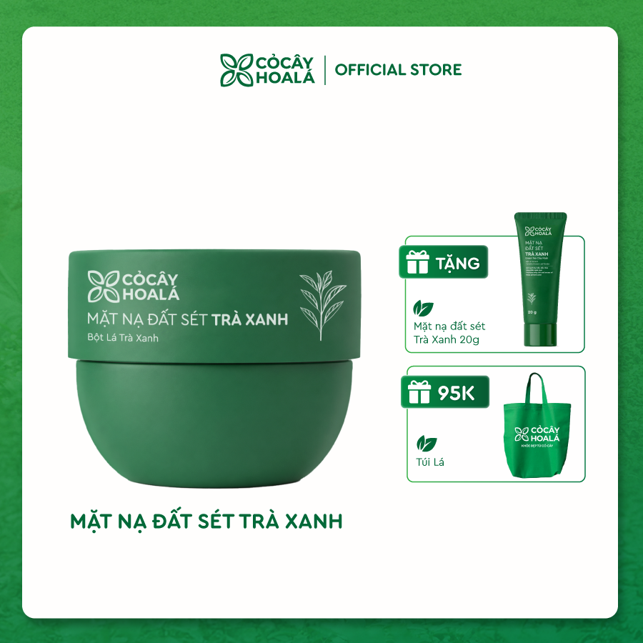 Mặt Nạ Đất Sét Trà Xanh Cỏ Cây Hoa Lá 120g