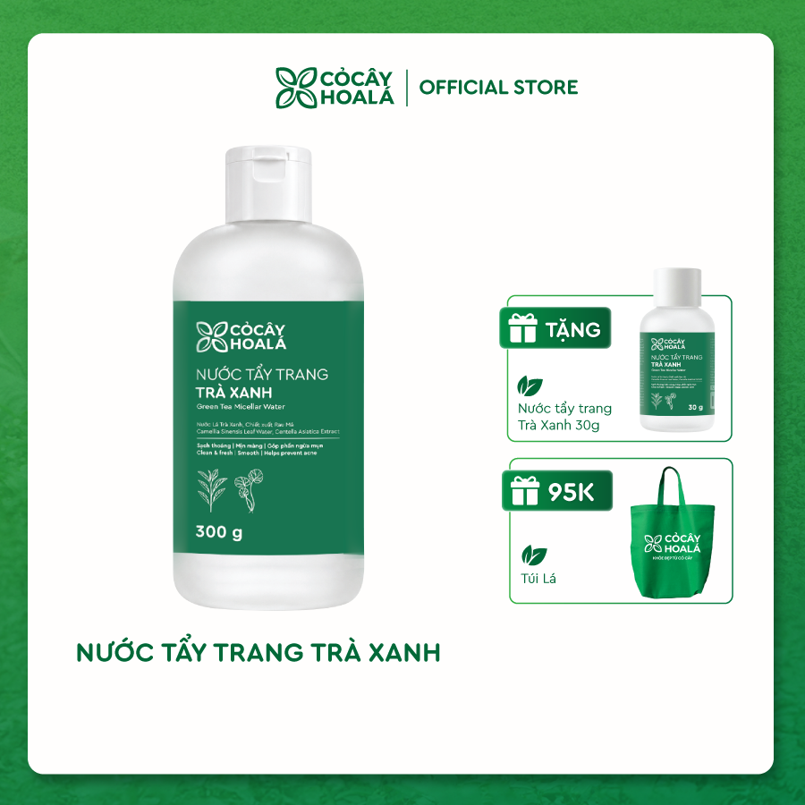 Nước Tẩy Trang Trà Xanh Cỏ Cây Hoa Lá 300g