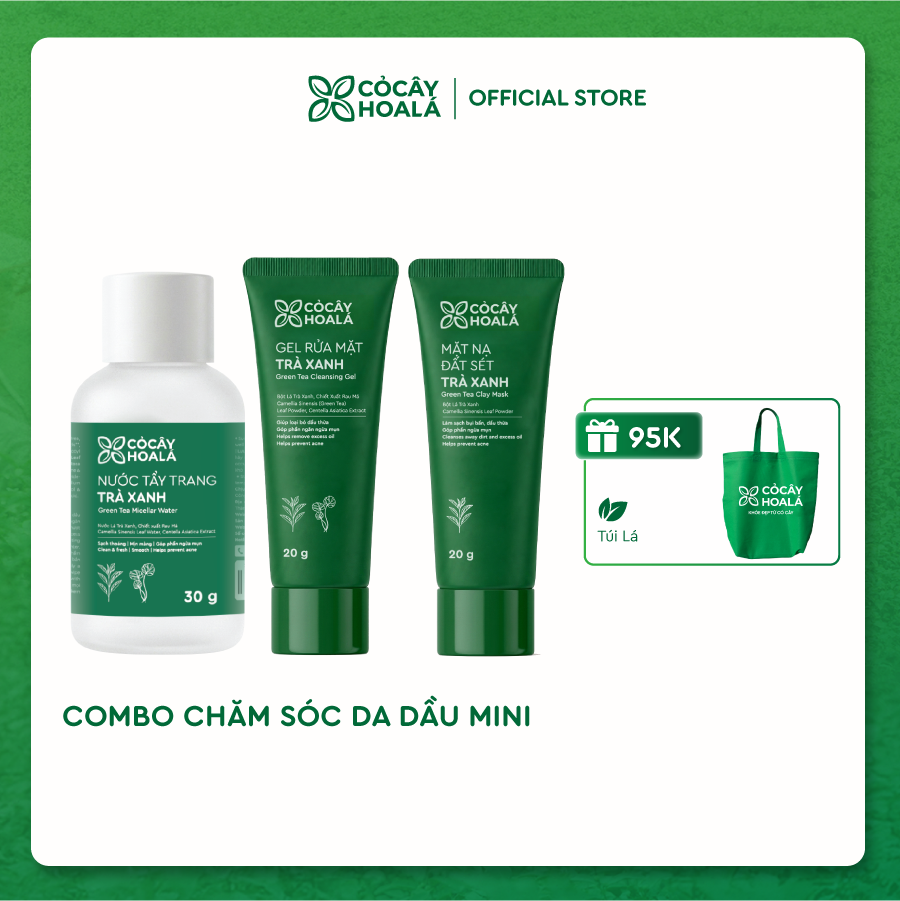 Combo Travelsize Chăm Sóc Da Trà Xanh Cỏ Cây Hoa Lá Làm Sạch Sâu Góp Phần Ngừa Mụn