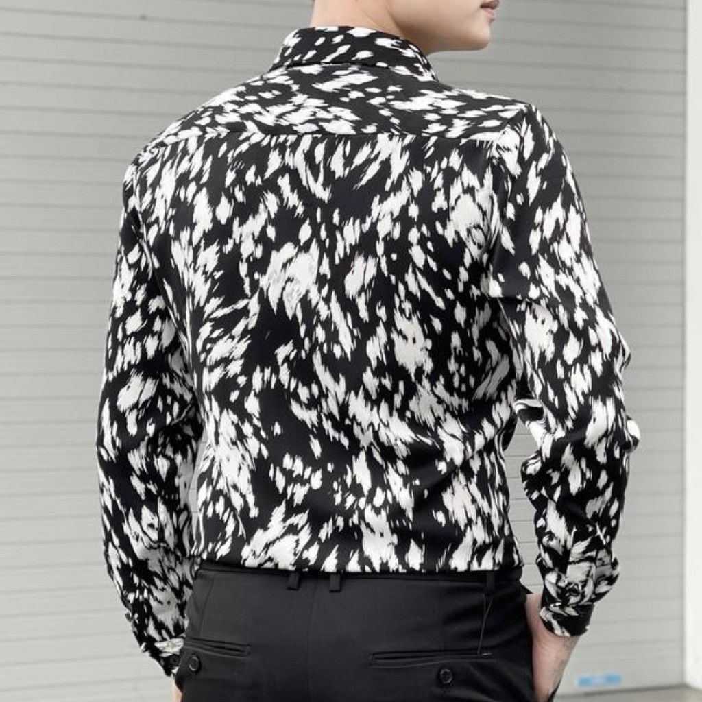  Áo sơ mi nam hoạ tiết TUTO5 Menswear SML02 - sơ mi lụa hàn loang mềm, mát không nhăn, sơ mi cao cấp phong cách cá tính 