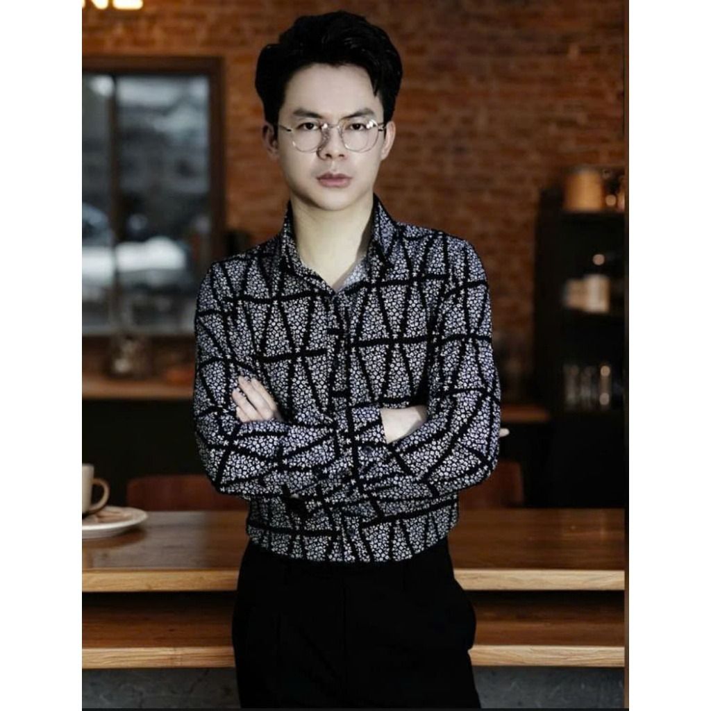  Áo sơ mi nam hoạ tiết TUTO5 Menswear SML02 - sơ mi lụa hàn loang mềm, mát không nhăn, sơ mi cao cấp phong cách cá tính 