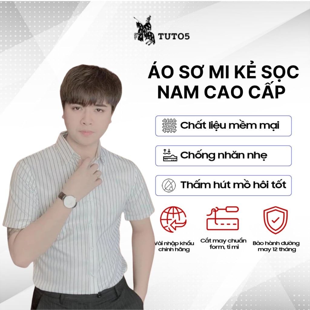  Áo Sơ Mi Ngắn Tay Nam Kẻ Sọc - SMK04 