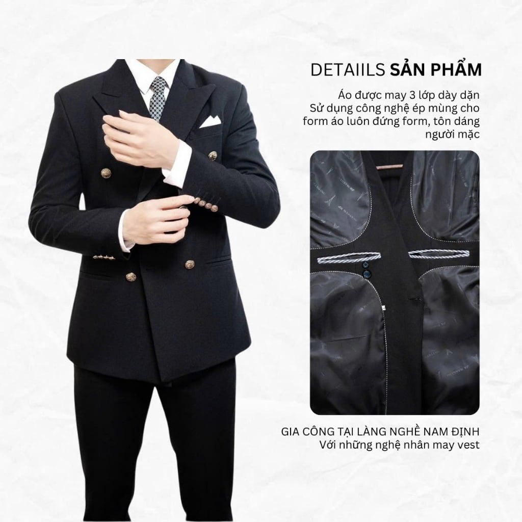  Áo Vest 6 Cúc Đồng Ve Nhọn - AVN04 