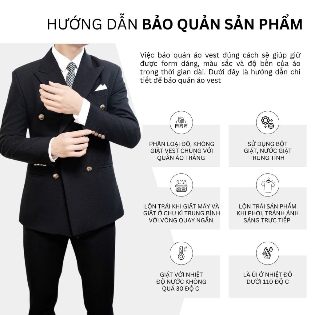  Áo Vest 6 Cúc Đồng Ve Nhọn - AVN04 