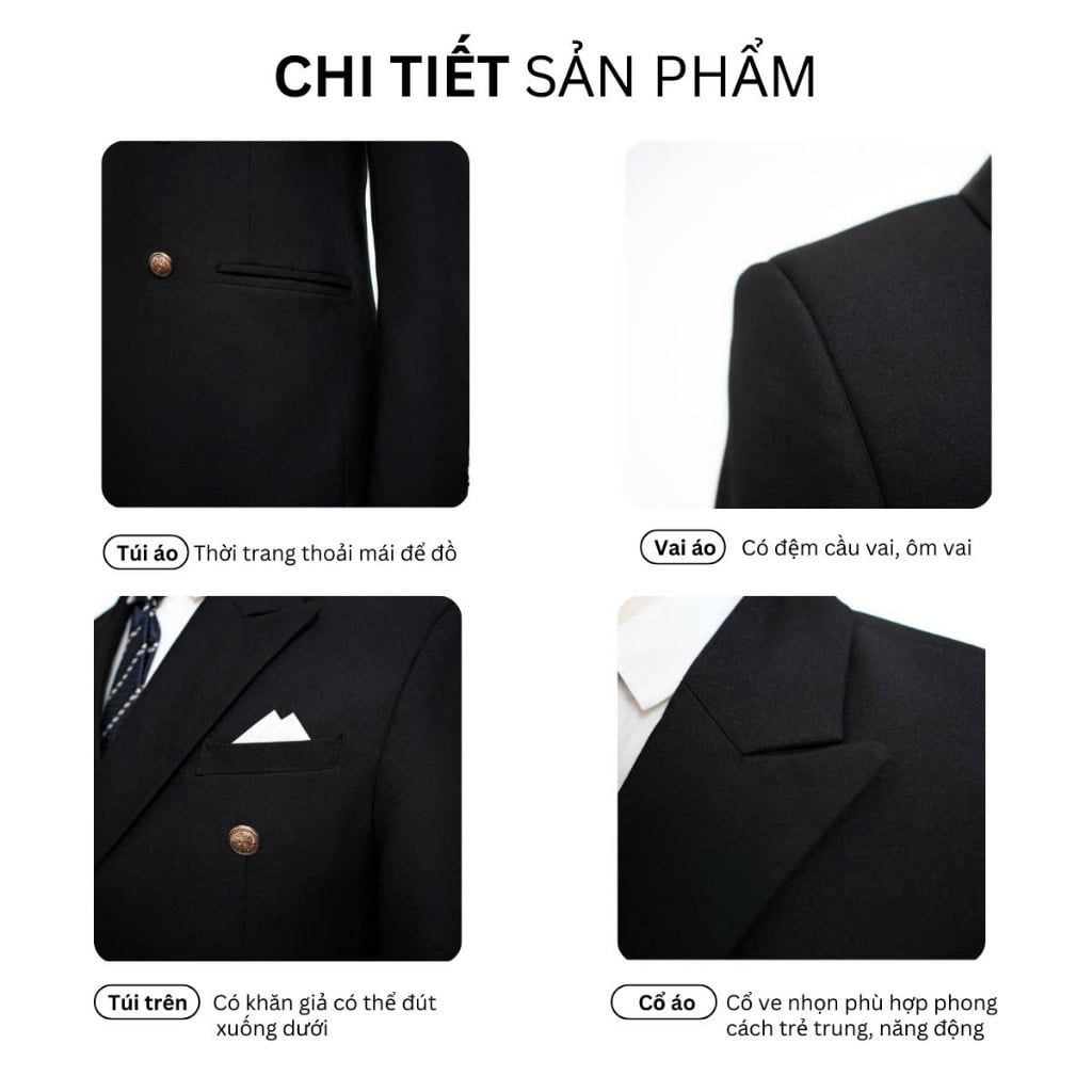  Áo Vest 6 Cúc Đồng Ve Nhọn - AVN04 