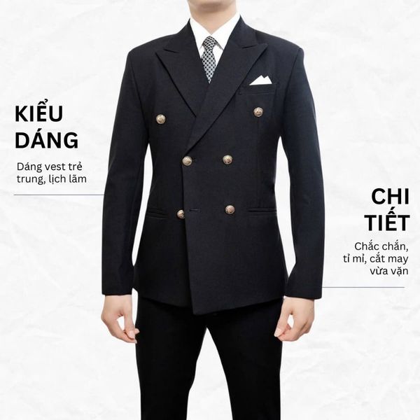  Áo Vest 6 Cúc Đồng Ve Nhọn - AVN04 