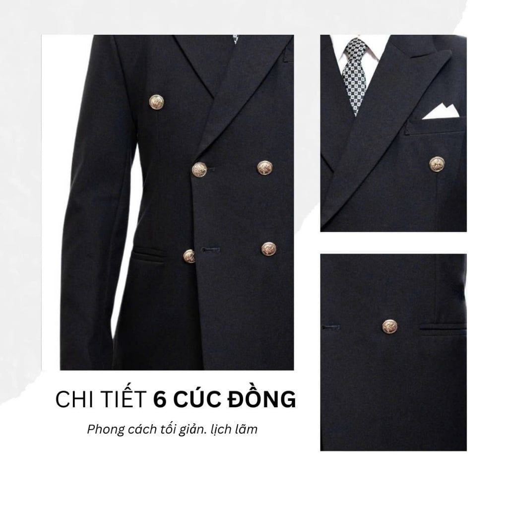  Áo Vest 6 Cúc Đồng Ve Nhọn - AVN04 