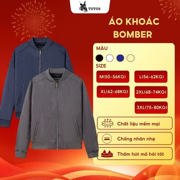  Áo Khoác Bomber Da Lộn Tay Chun - AK04 