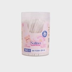 Tăm bông trẻ sơ sinh Salina thân giấy hộp 180 que SBD013GT