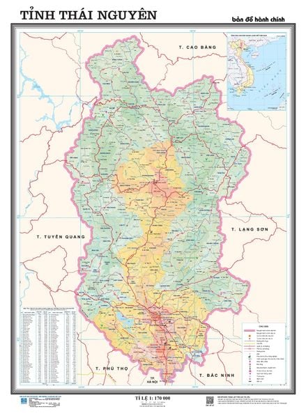 Bản đồ hành chính tỉnh THÁI NGUYÊN mới 