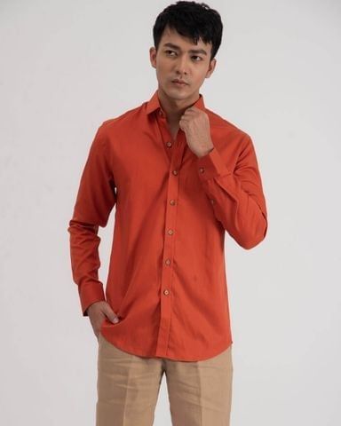 Áo Sơ Mi Nam Linen Cam - NEW BREEZE