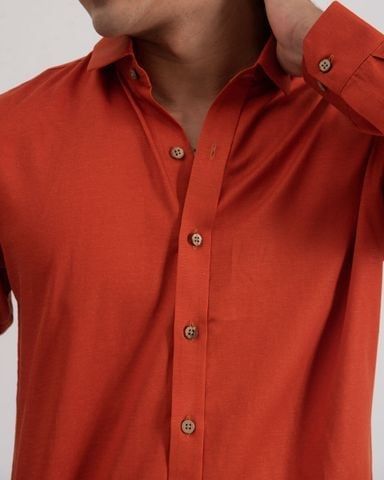 Áo Sơ Mi Nam Linen Cam - NEW BREEZE