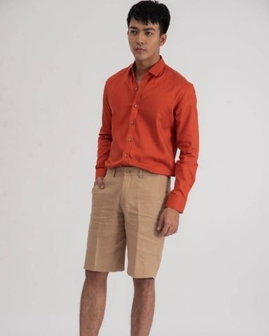 Áo Sơ Mi Nam Linen Cam - NEW BREEZE