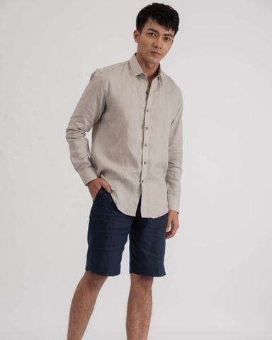 Áo Sơ Mi Nam Linen Ghi - NEW BREEZE