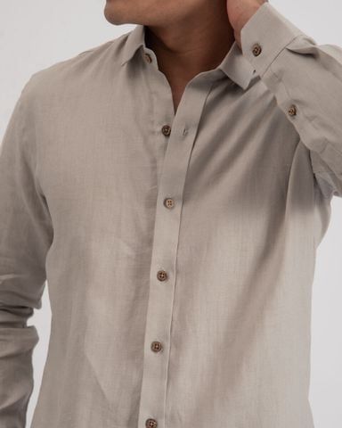 Áo Sơ Mi Nam Linen Ghi - NEW BREEZE