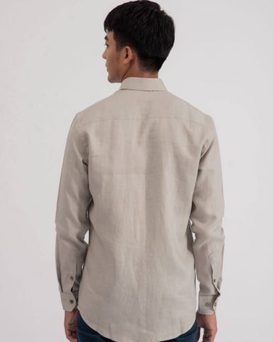 Áo Sơ Mi Nam Linen Ghi - NEW BREEZE
