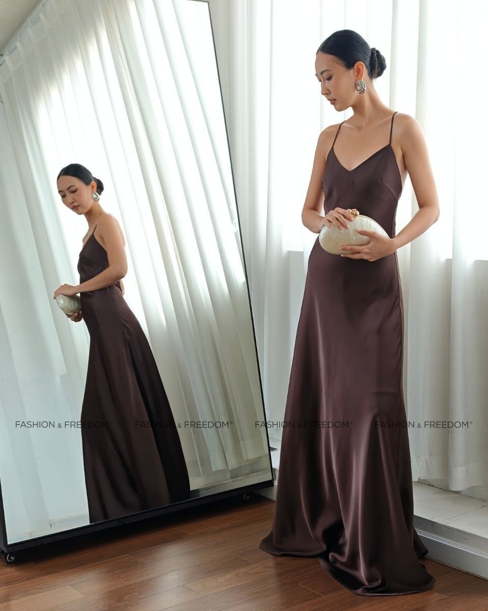 Đầm Lụa Nữ Nâu