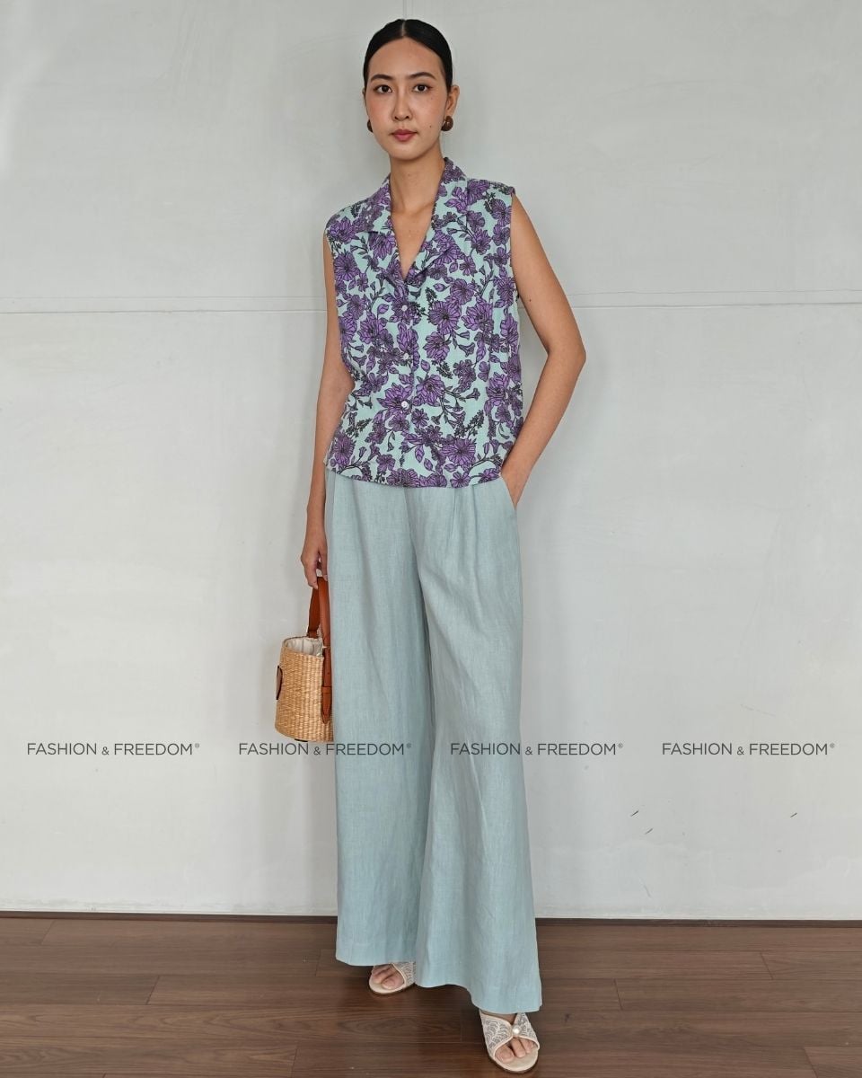 Áo Kiểu Linen Nữ Hoa Tím