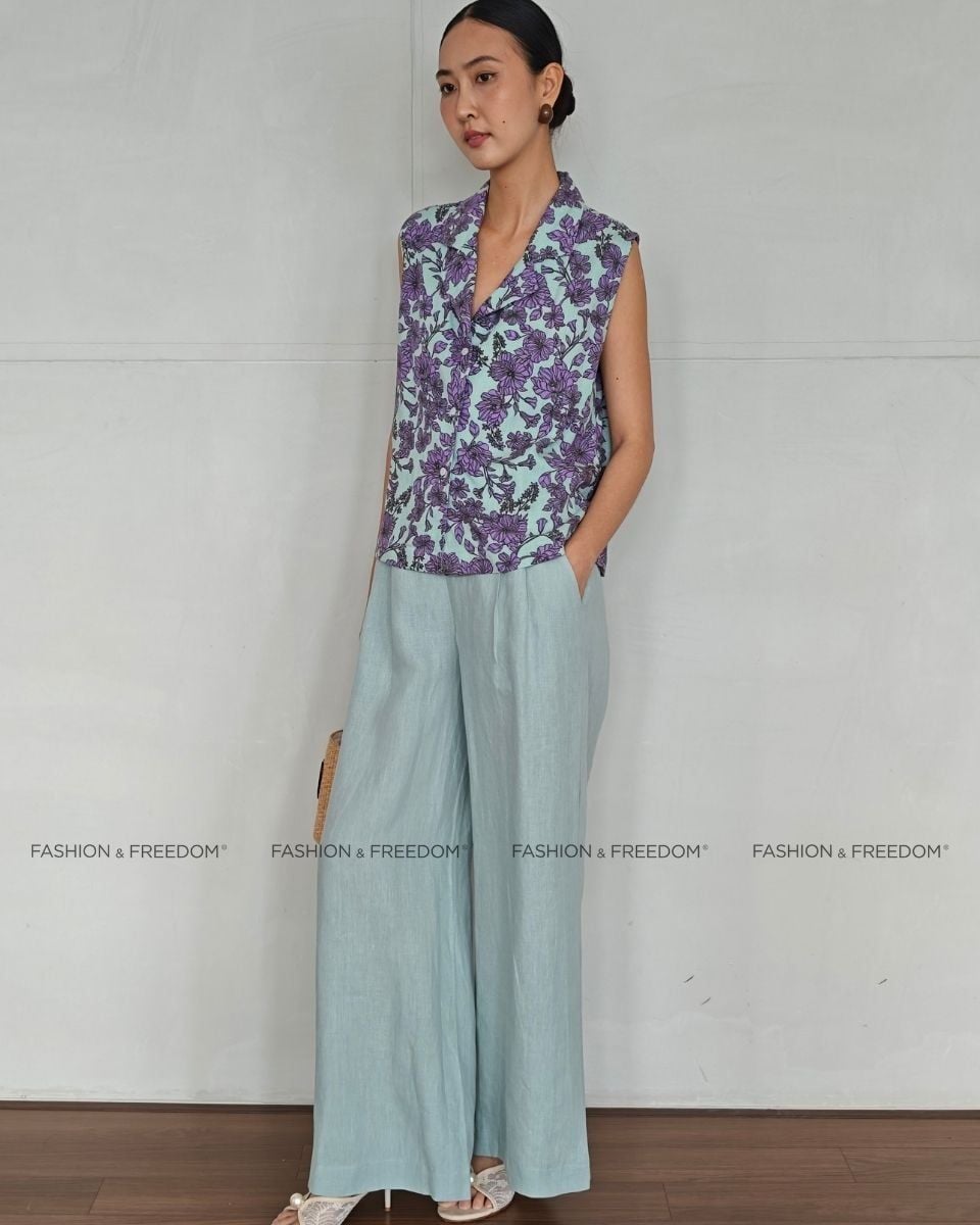 Quần Dài Linen Nữ Xanh Mint Sắc Màu Tự Do