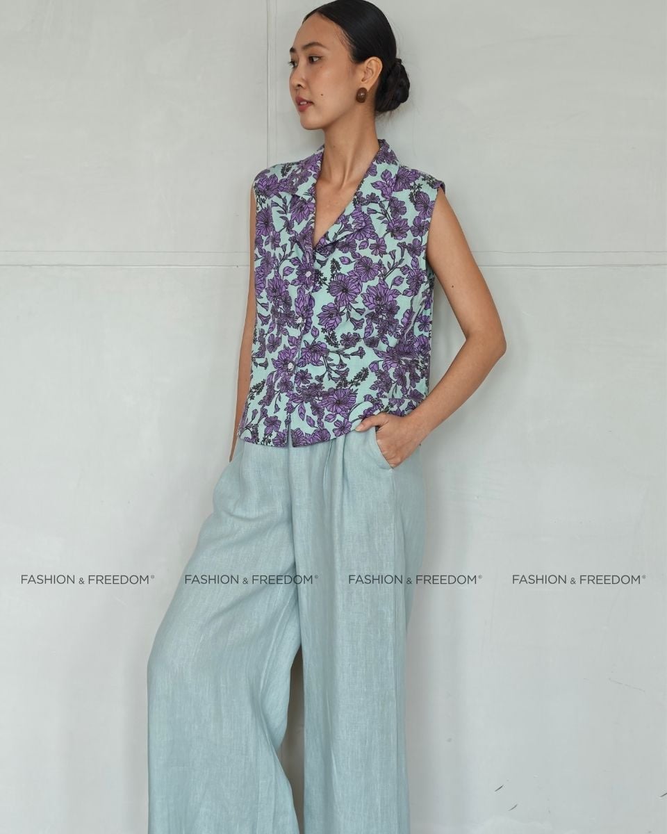 Quần Dài Linen Nữ Xanh Mint Sắc Màu Tự Do