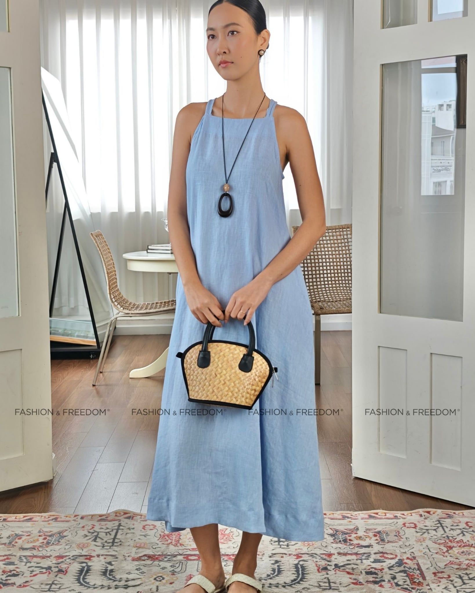 Đầm Linen Nữ Xanh BN