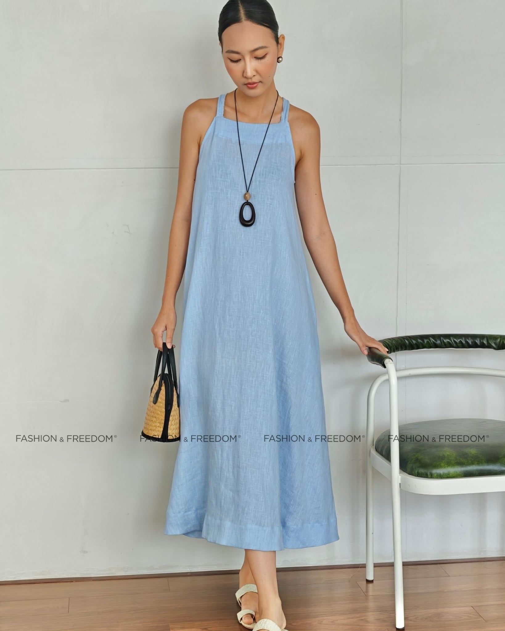 Đầm Linen Nữ Xanh BN