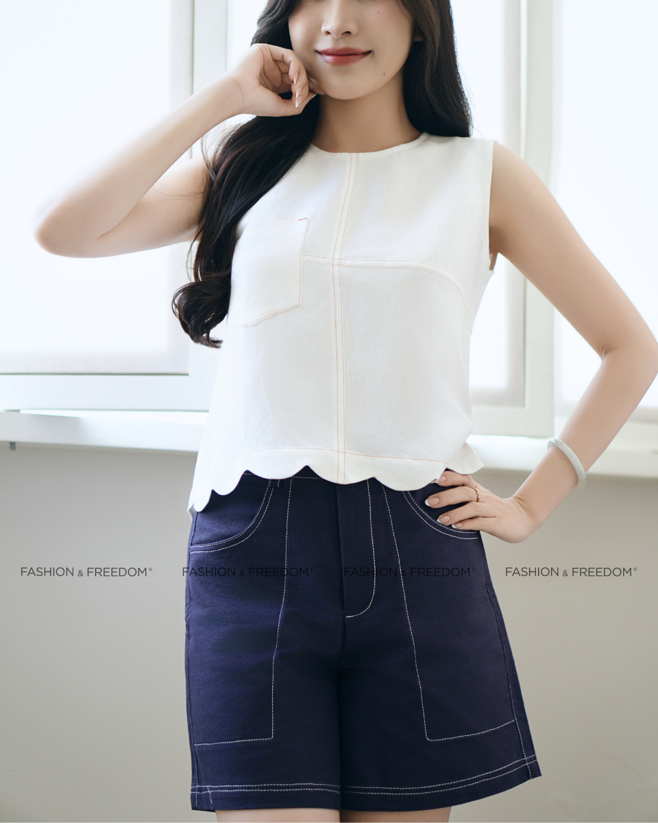 Quần Short Linen Tím Becoming Discover