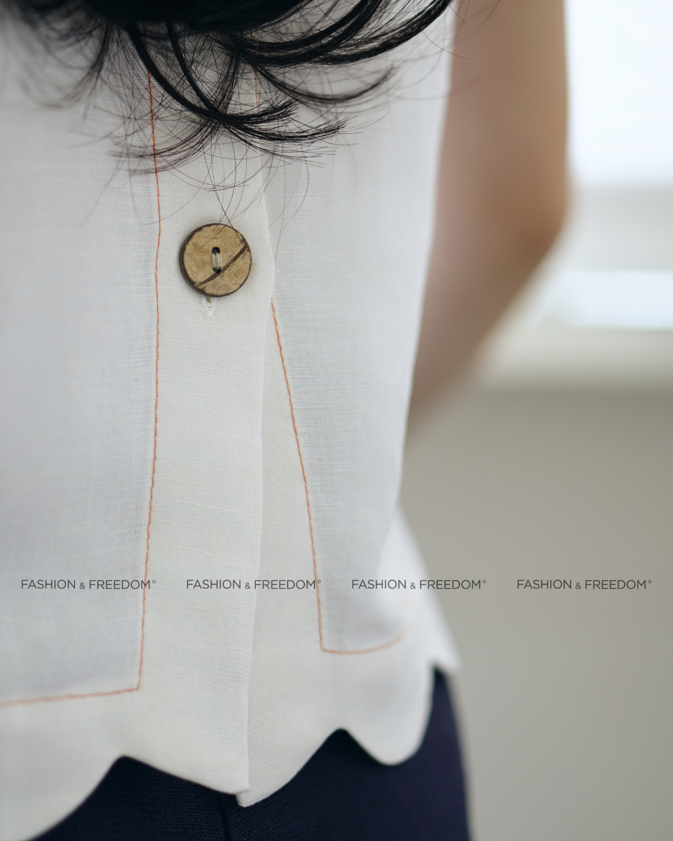Áo Kiểu Linen Trắng Summer Muse