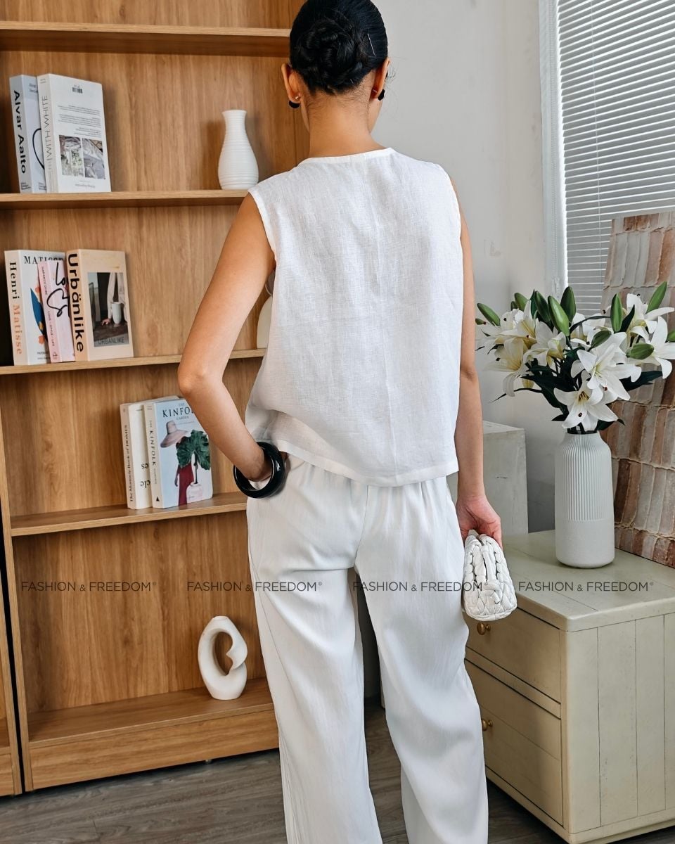 Áo Kiểu Linen Nữ Trắng