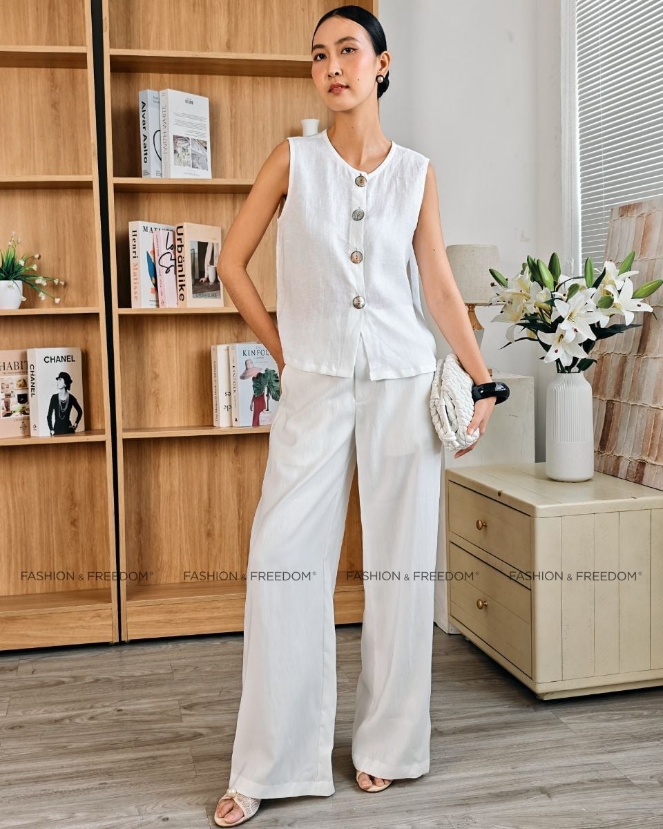 Áo Kiểu Linen Nữ Trắng