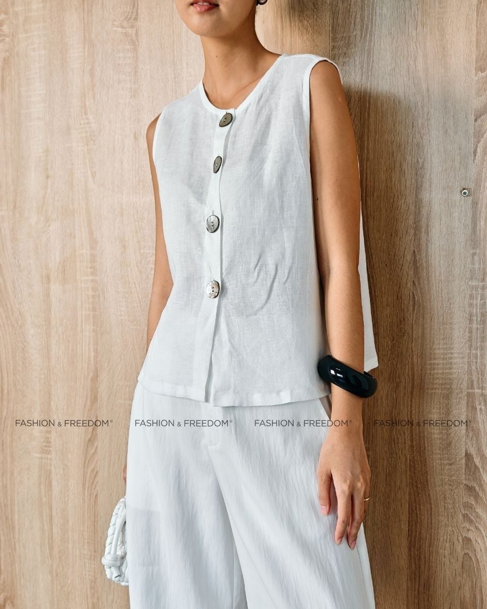 Áo Kiểu Linen Nữ Trắng