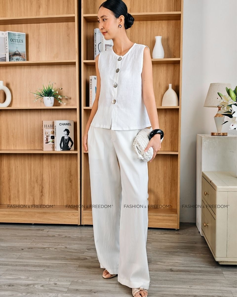 Áo Kiểu Linen Nữ Trắng
