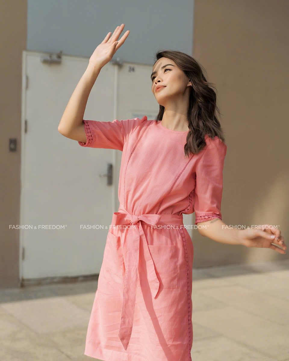 Đầm Linen Hồng